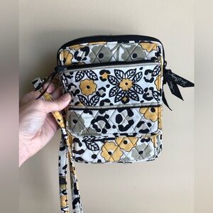 Vera Bradley crossbody bag floral leopard yellow white print clean
